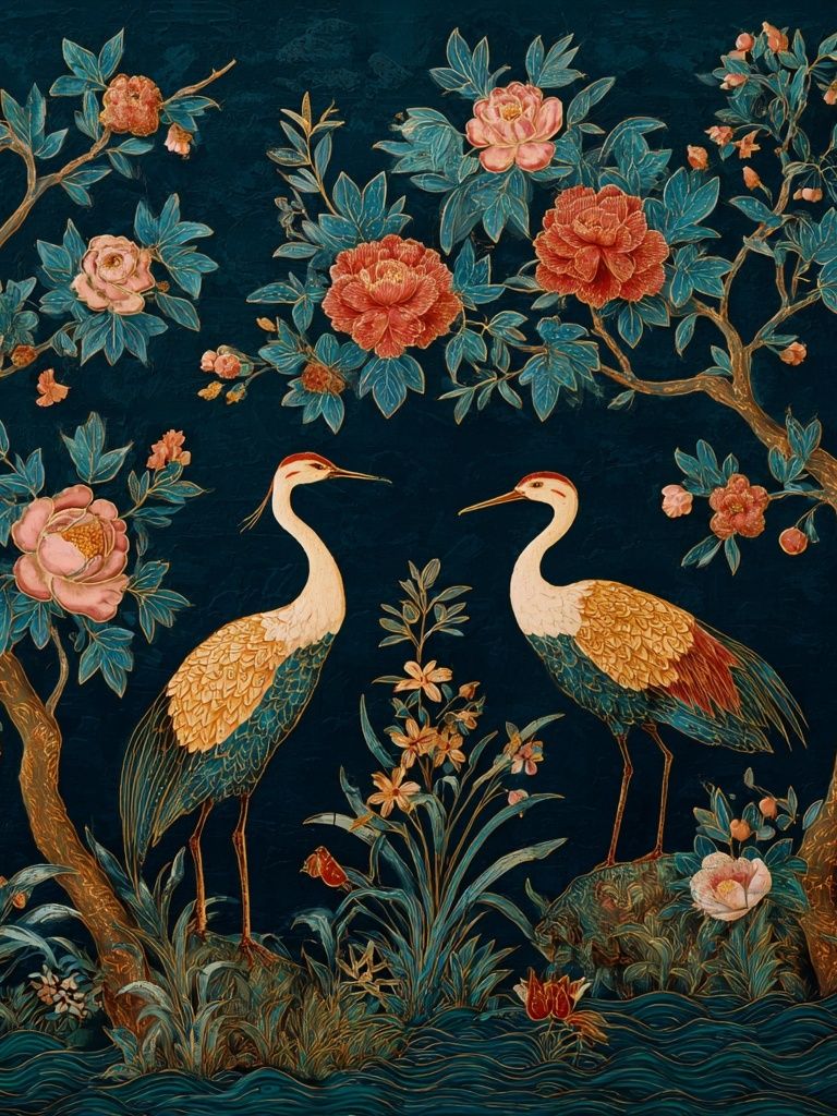 Crane Garden Botanical Print. poster — botanical art