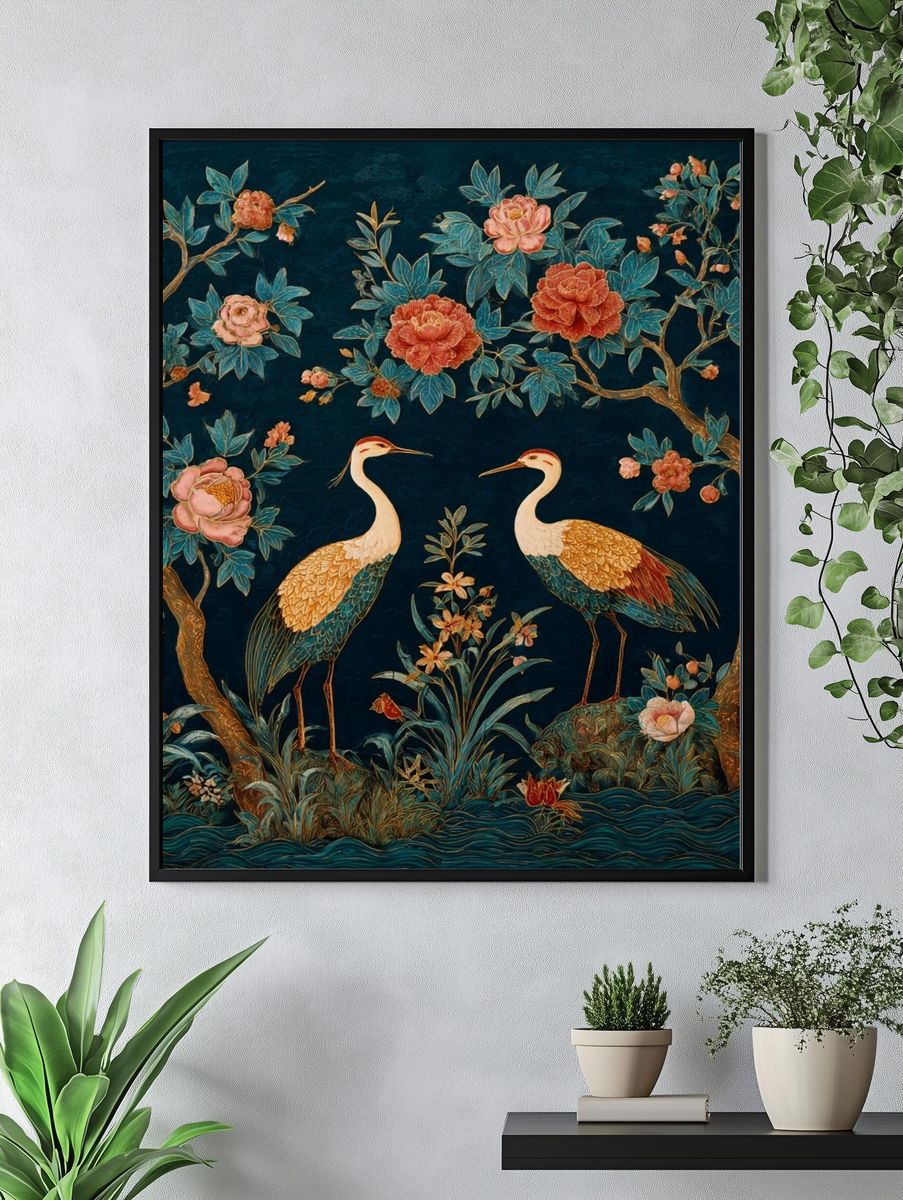 Crane Garden Botanical Print. — room view 4