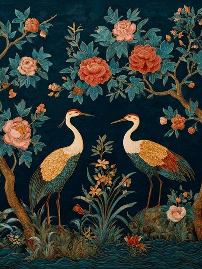 Crane Garden Botanical Print. poster print