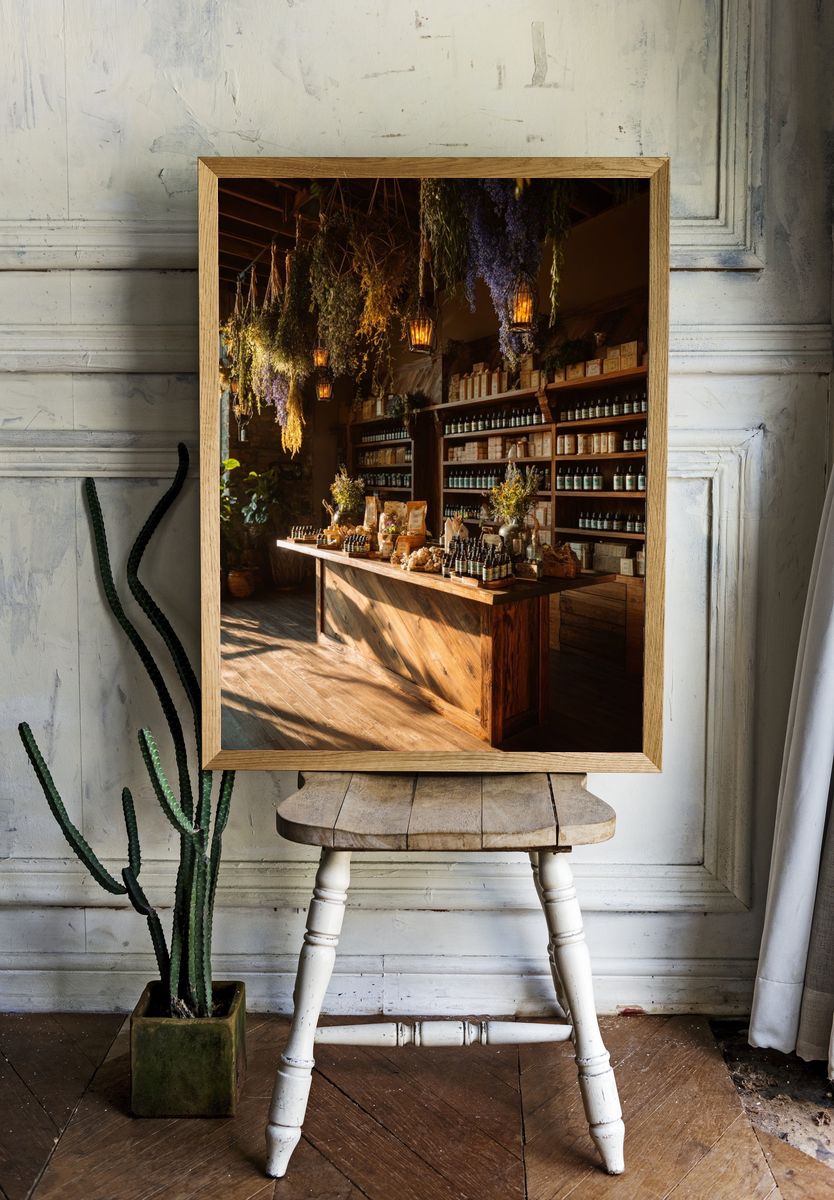Botanical Apothecary Interior Print. — room view 1