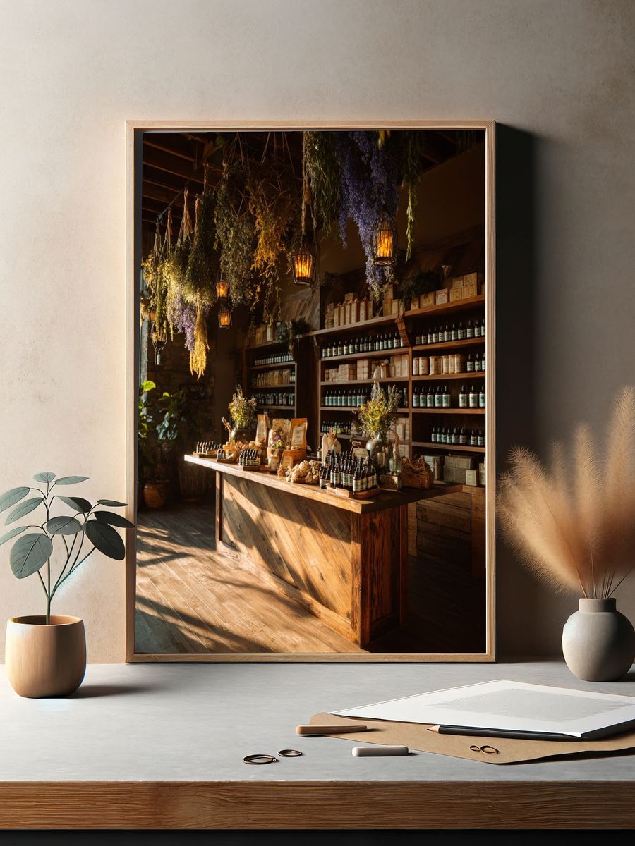 Botanical Apothecary Interior Print. — room view 2