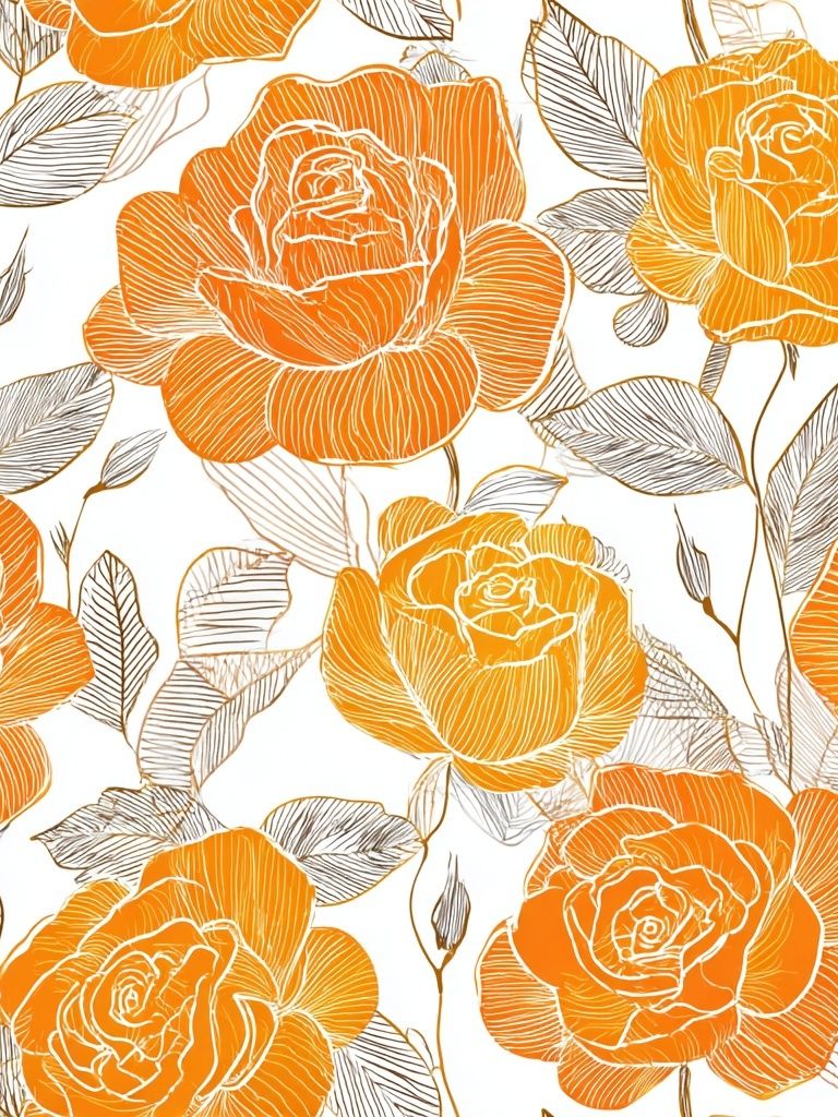 Orange Rose Floral Illustration Poster. poster detail