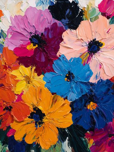 Vibrant Floral Impasto Poster. poster print