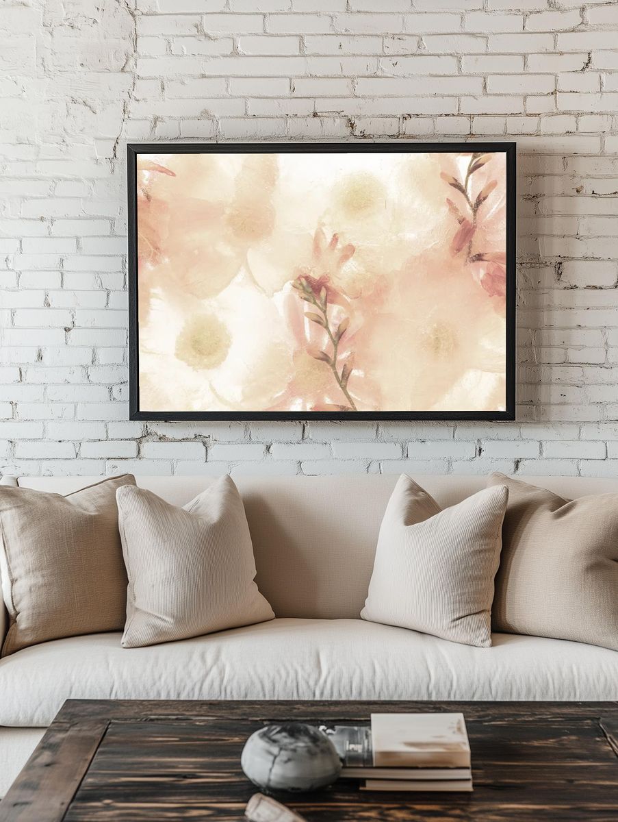 Beige anemone flower background. — room view 1