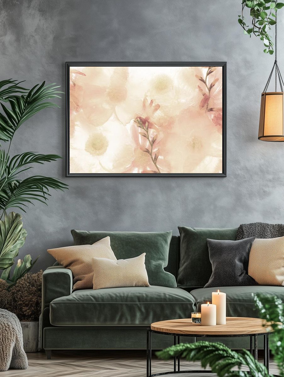 Beige anemone flower background. — room view 4