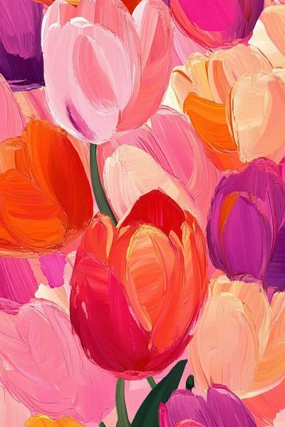 Vibrant Tulip Bouquet Illustration Poster. poster print