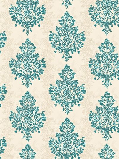 Teal Damask Pattern Print. poster