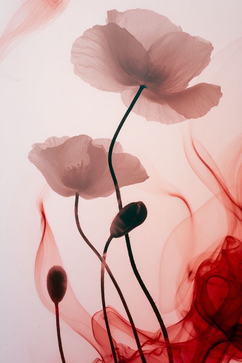 Pink Poppy Smoke Botanical Print. poster detail