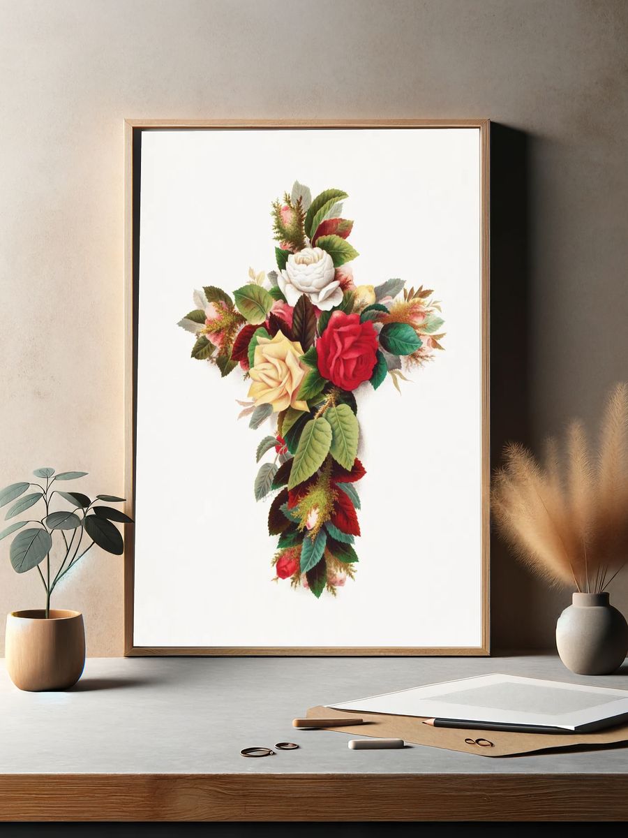 Cross roses (1861–1897), vintage flower. — room view 2