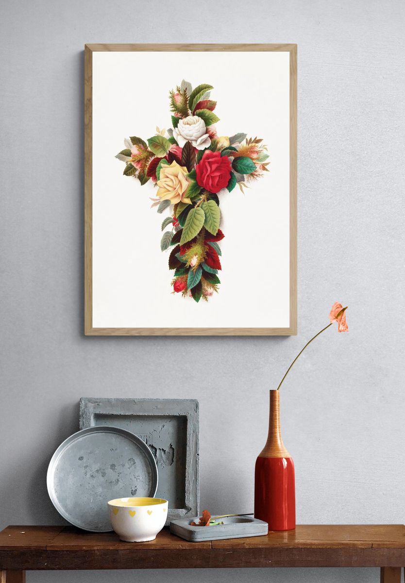 Cross roses (1861–1897), vintage flower. — room view 3