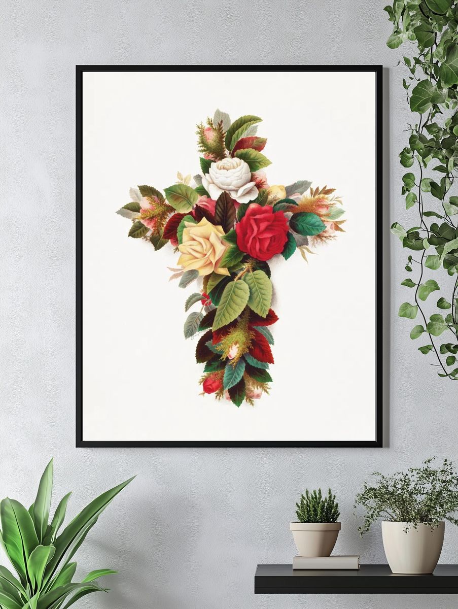 Cross roses (1861–1897), vintage flower. — room view 4