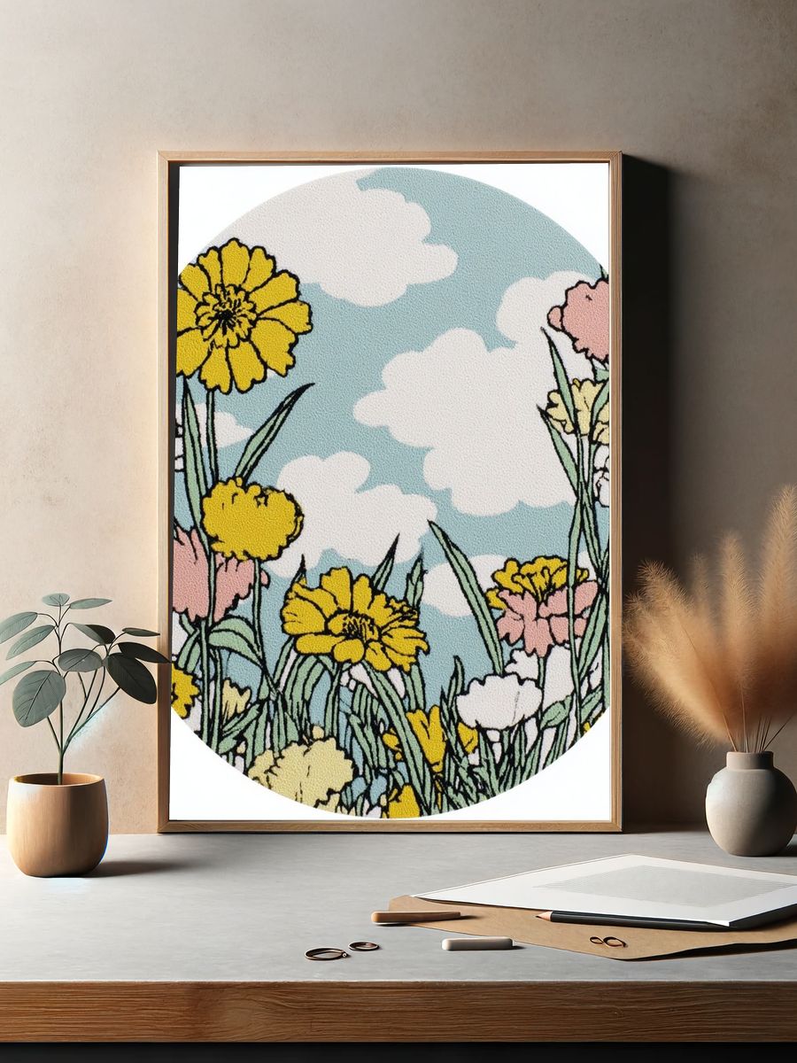 Wildflower Meadow Illustration Poster. — room view 2