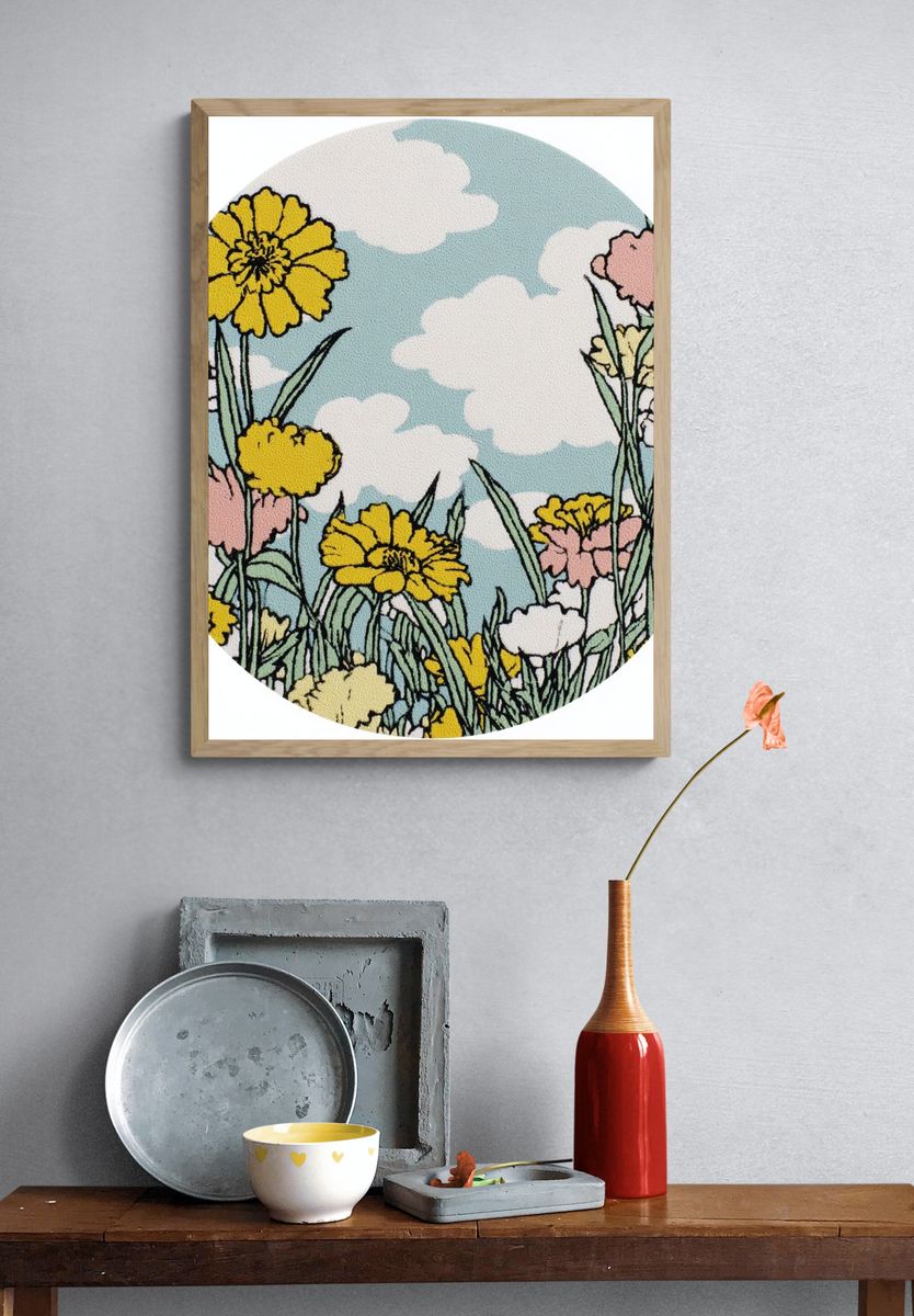 Wildflower Meadow Illustration Poster. — room view 3
