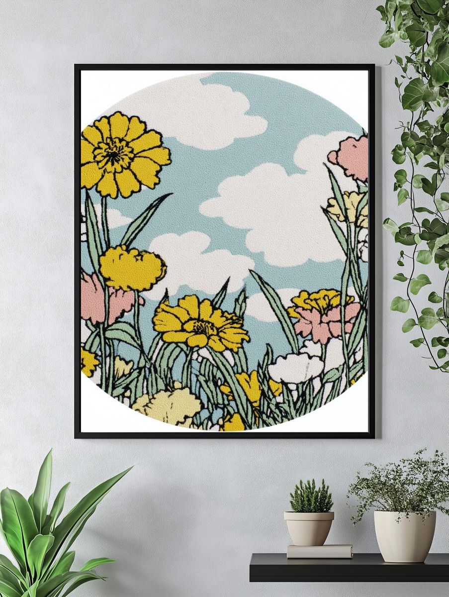 Wildflower Meadow Illustration Poster. — room view 4