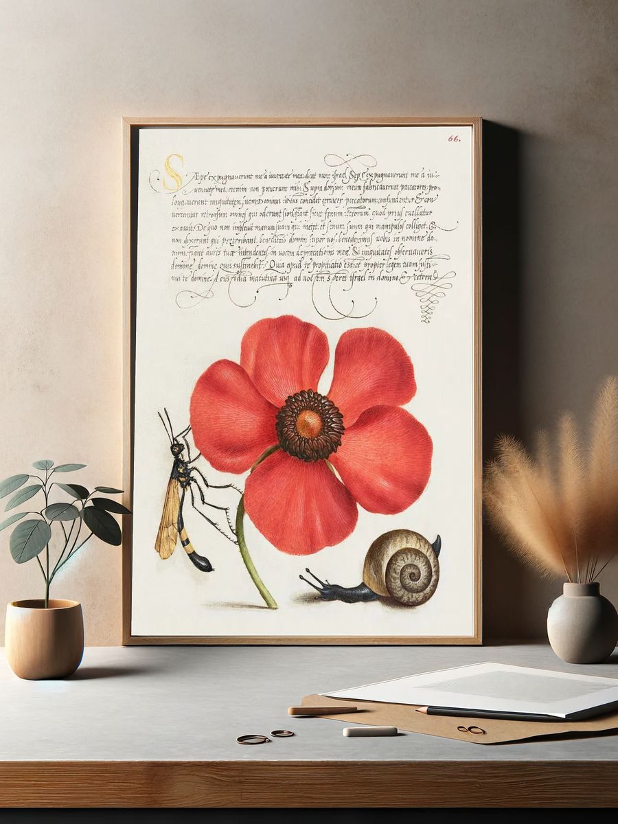 Terrestrial Mollusk, Poppy Anemone, Crane. — room view 2