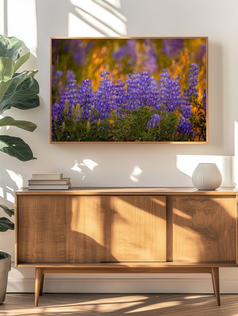 Purple Lupine Meadow Nature Print. — room view 3