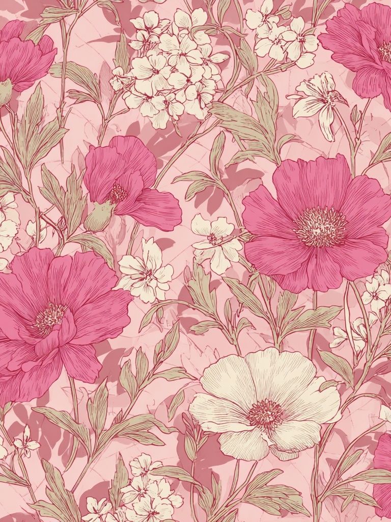 Pink Floral Pattern Poster. poster detail