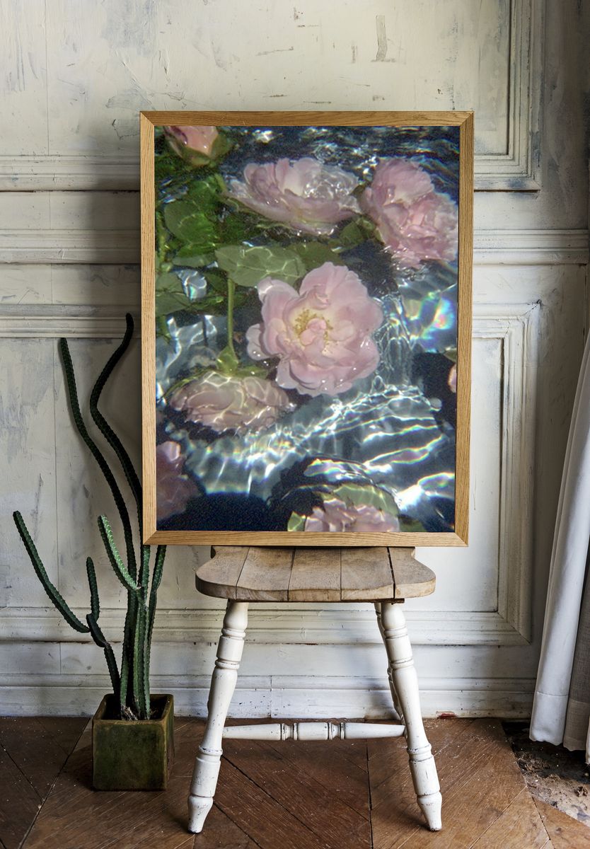 Floating Pink Roses Abstract Print. — room view 1