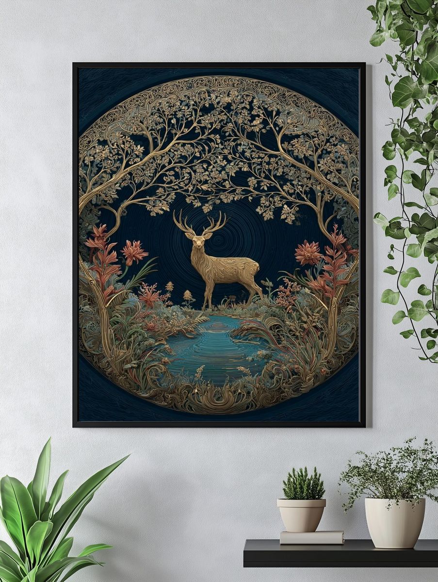 Enchanted Deer Botanical Print. — room view 4