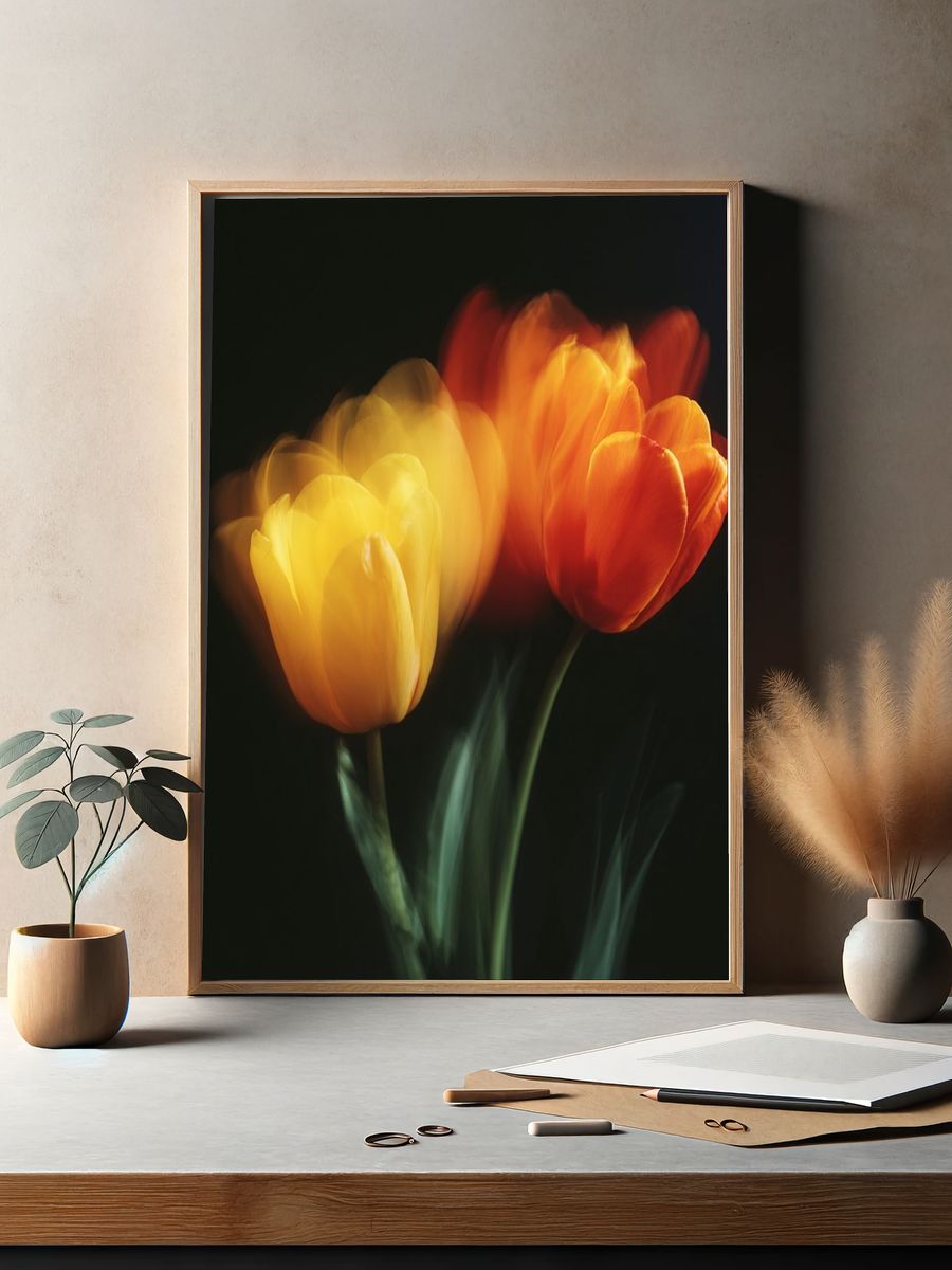 Blurred Tulips Botanical Print. — room view 2