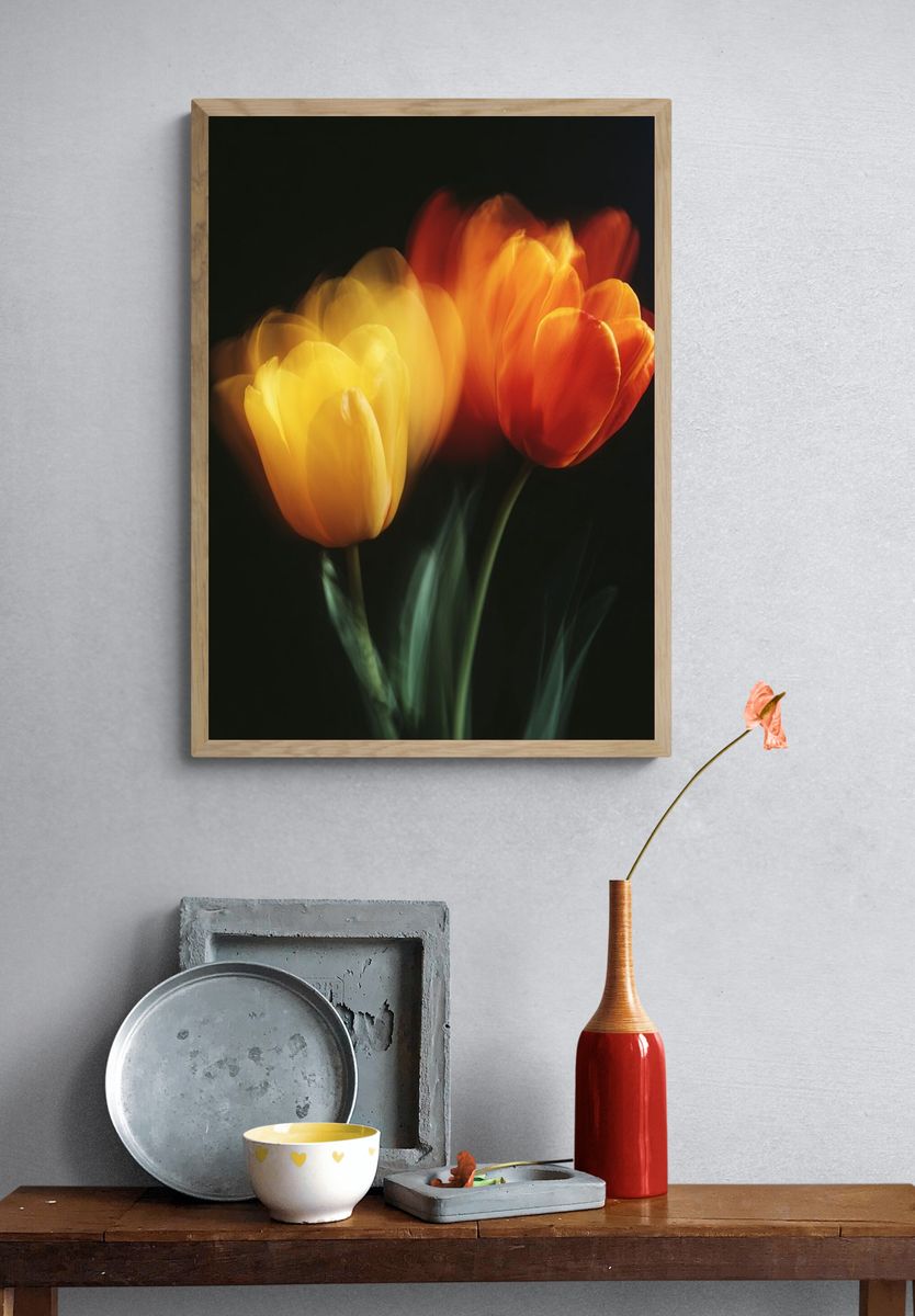 Blurred Tulips Botanical Print. — room view 3