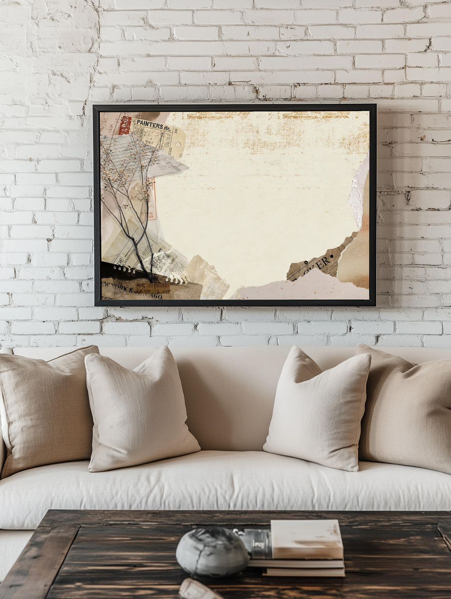Autumn collage background, vintage border. — room view 1