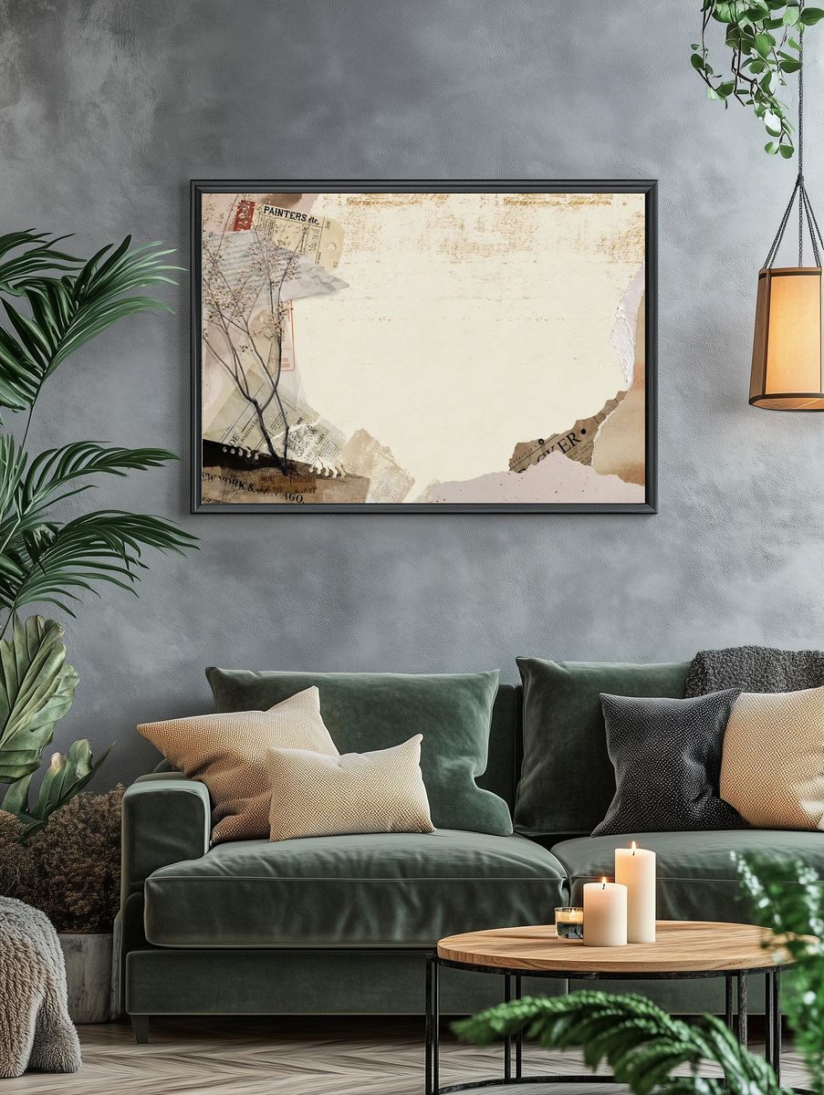 Autumn collage background, vintage border. — room view 4