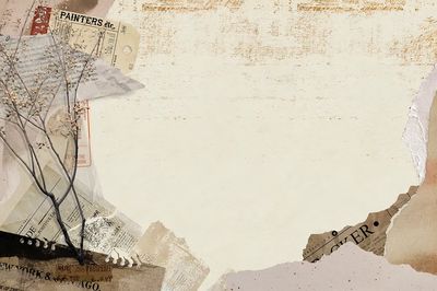 Autumn collage background, vintage border. poster