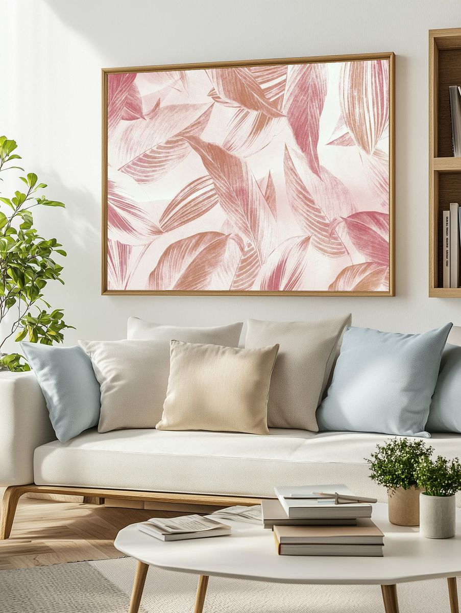 Abstract leaf patterned background design. — room view 2