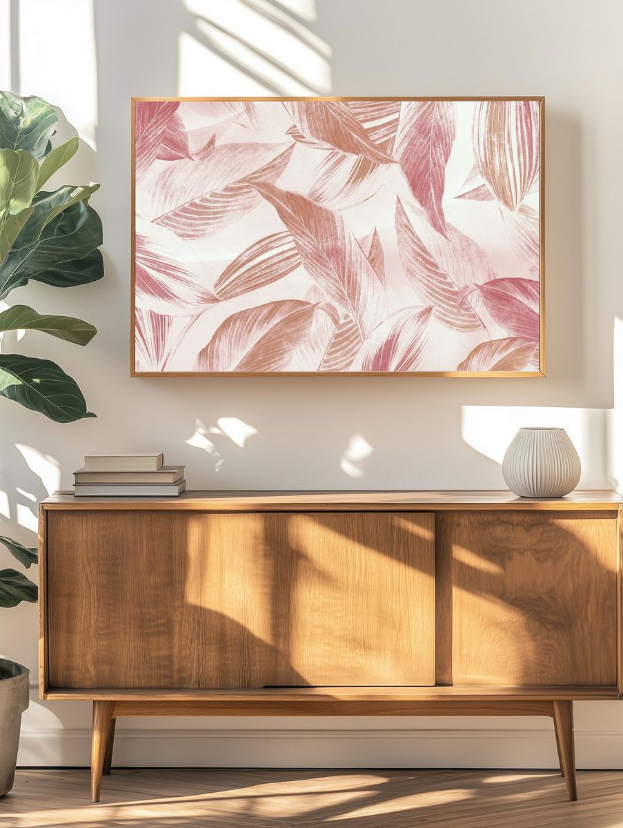 Abstract leaf patterned background design. — room view 3