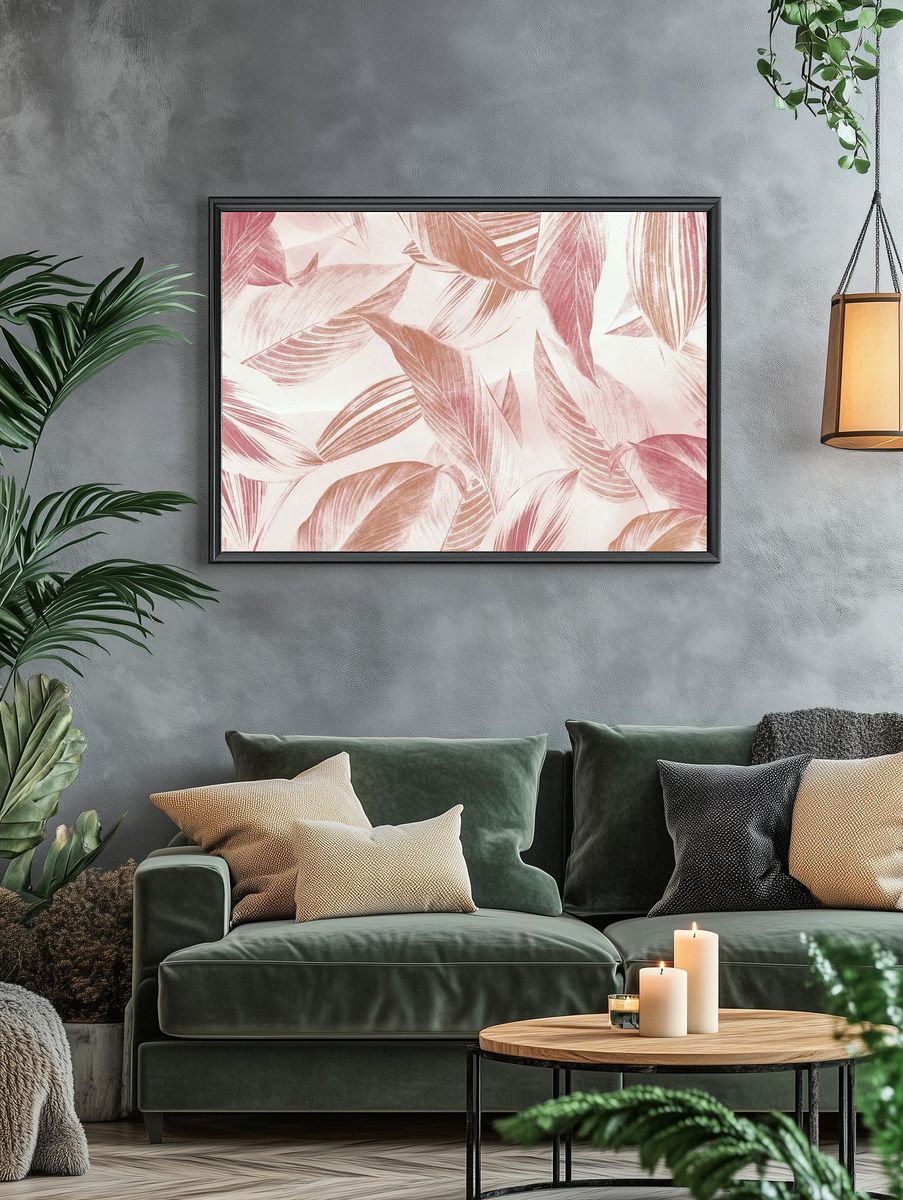 Abstract leaf patterned background design. — room view 4