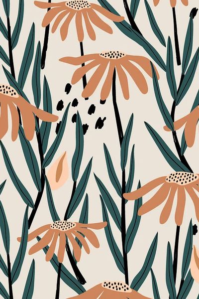 Flower mobile wallpaper, retro pattern. poster print