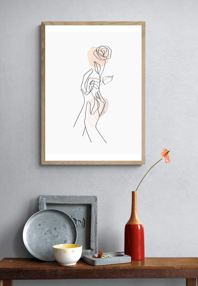 Feminine poster, woman flower line. — room view 3