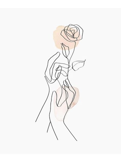 Feminine poster, woman flower line. poster print