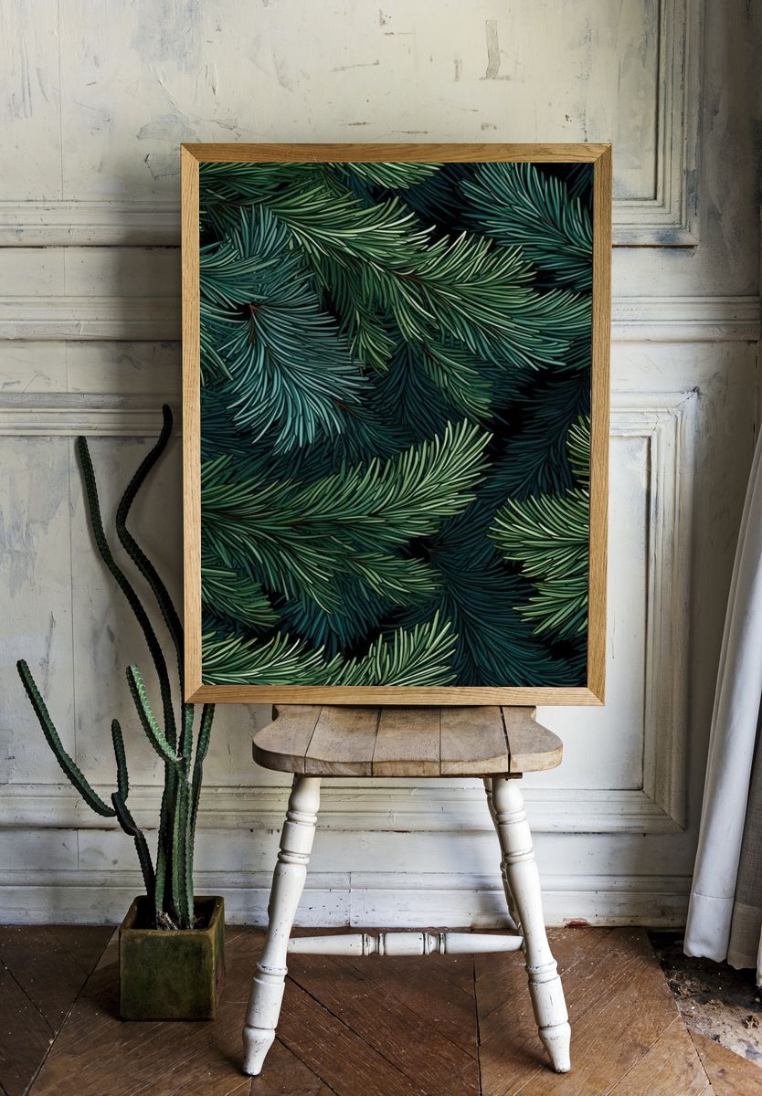 Pine Branches — Botanical Print. — room view 1