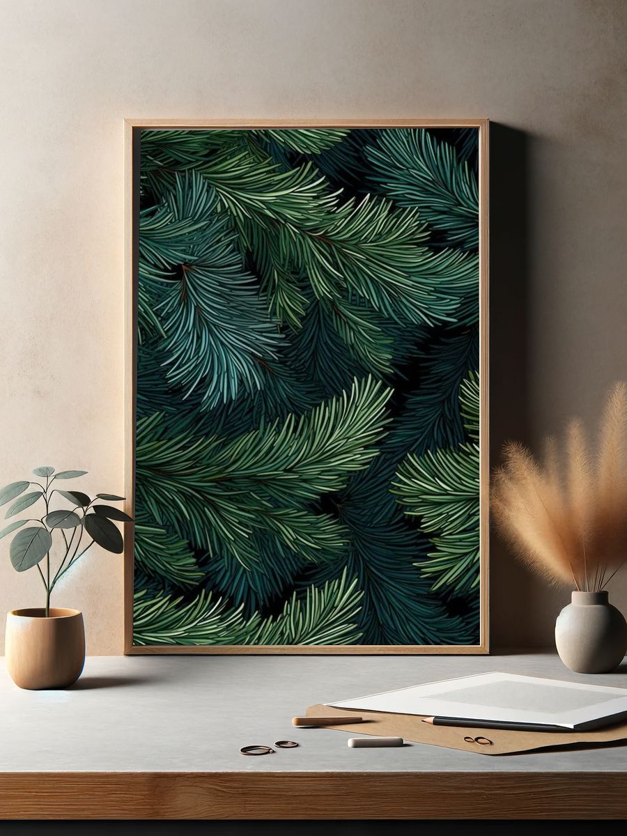 Pine Branches — Botanical Print. — room view 2