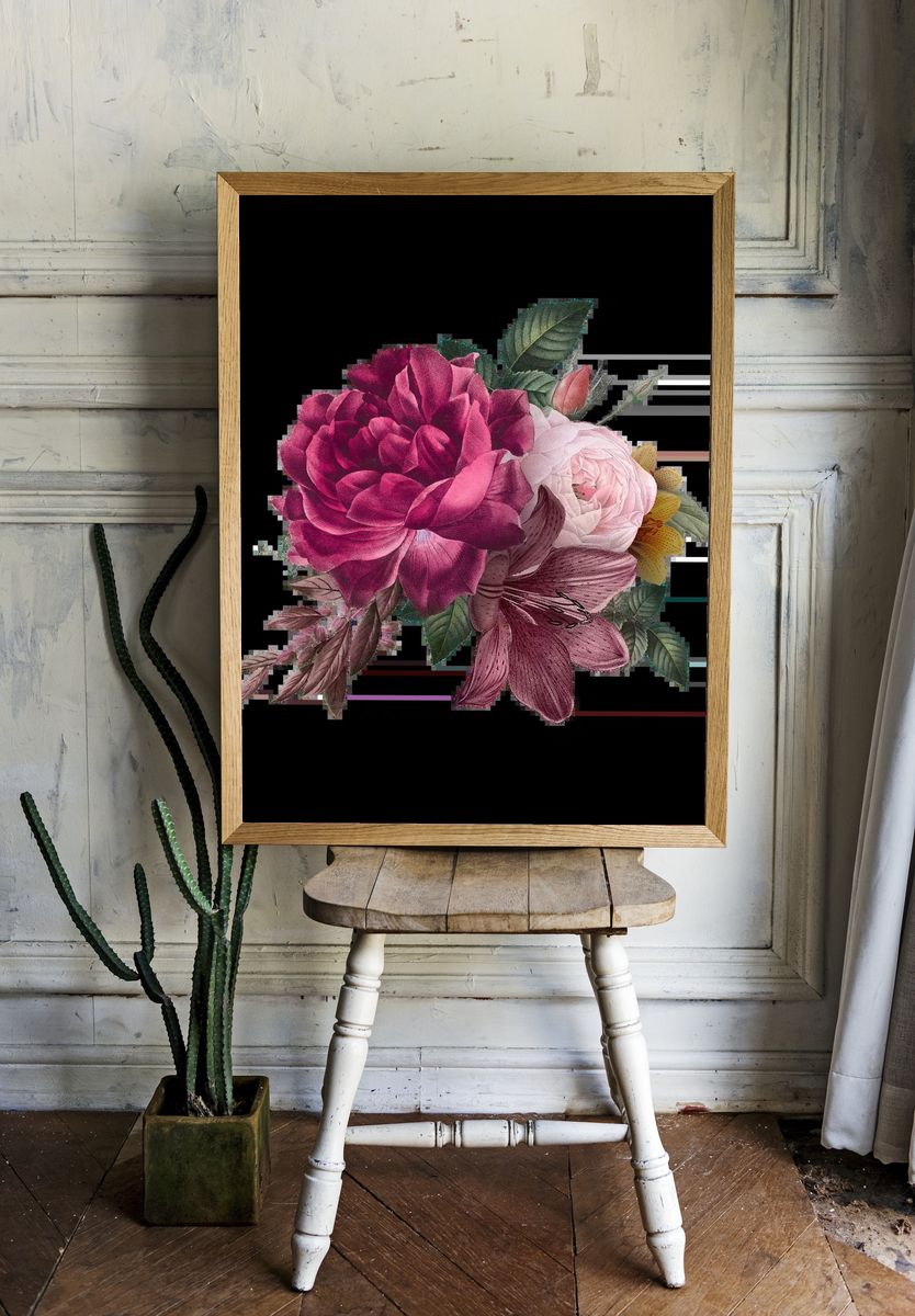 Beautiful hand drawn pink roses. — room view 1