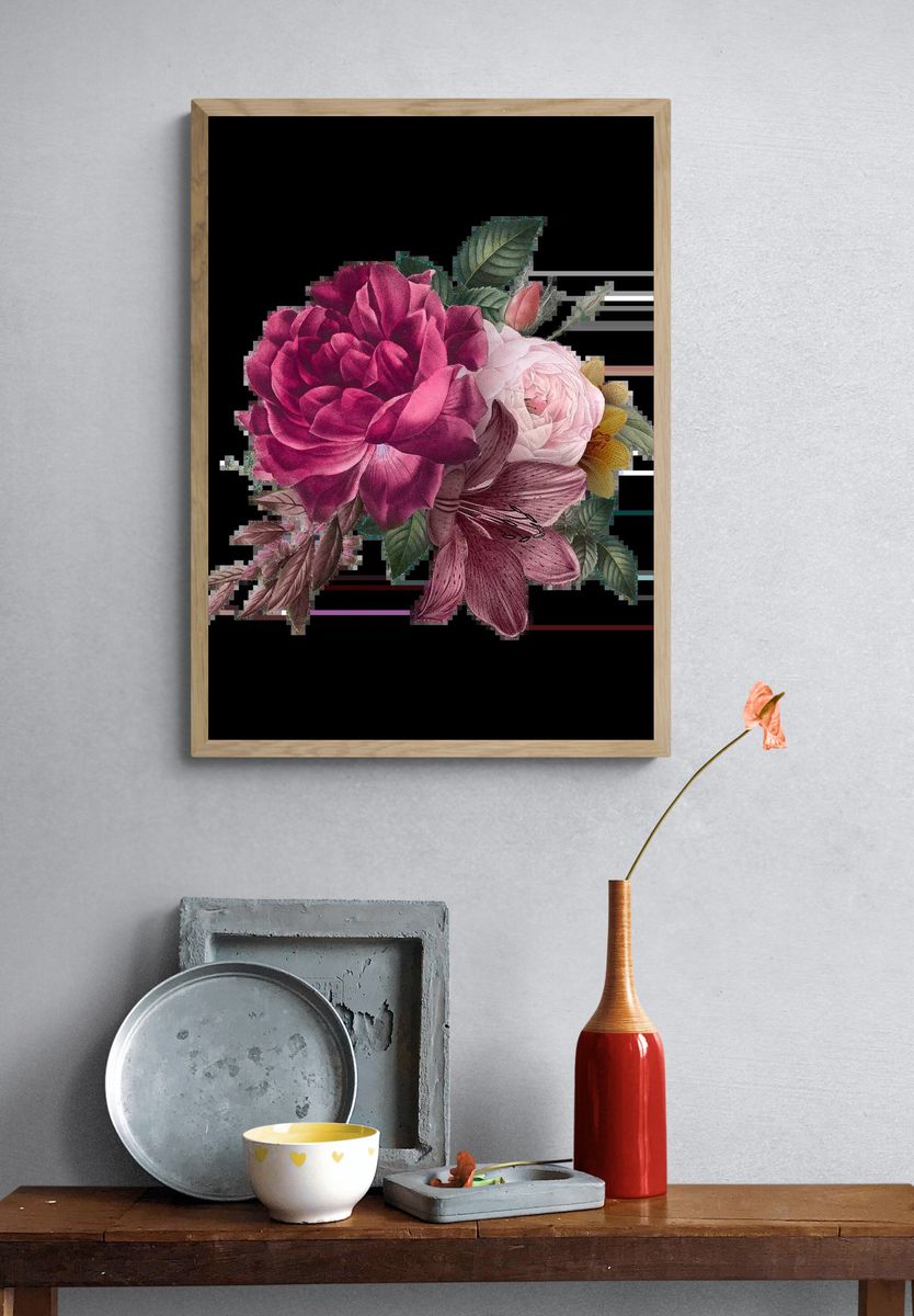 Beautiful hand drawn pink roses. — room view 3