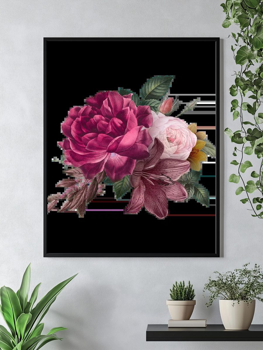 Beautiful hand drawn pink roses. — room view 4