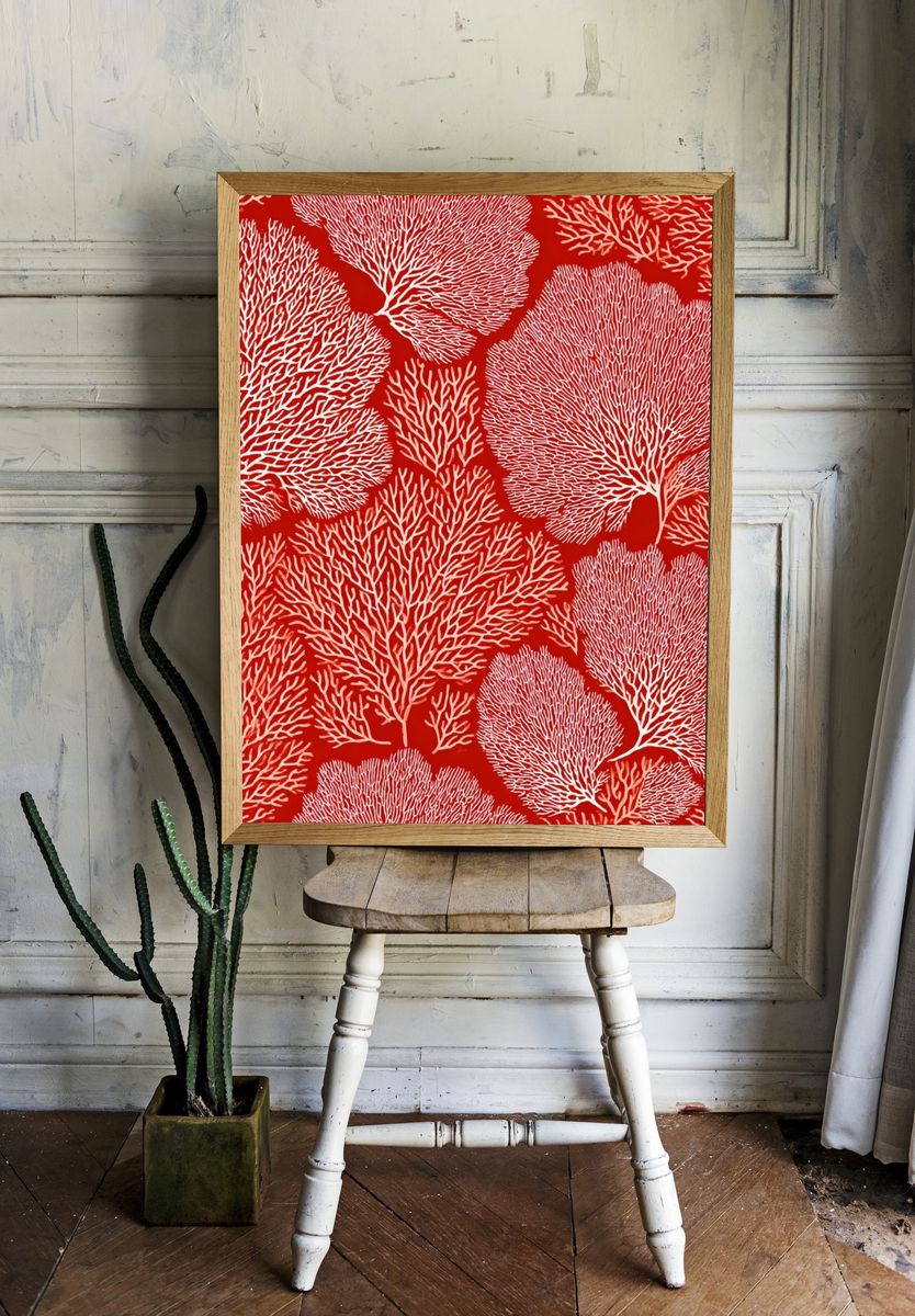 Coral Branch Pattern Poster. — room view 1