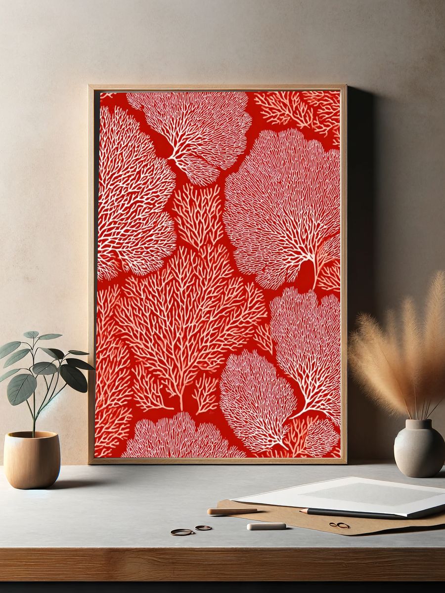 Coral Branch Pattern Poster. — room view 2