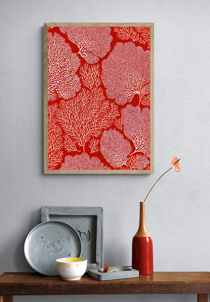 Coral Branch Pattern Poster. — room view 3