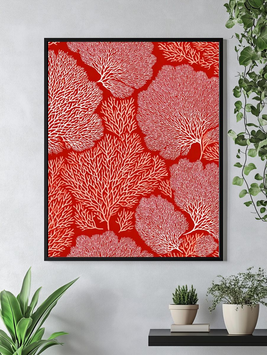 Coral Branch Pattern Poster. — room view 4