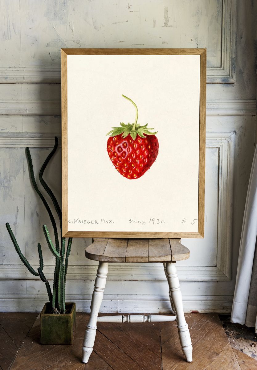 Strawberry Watercolor Print. — room view 1