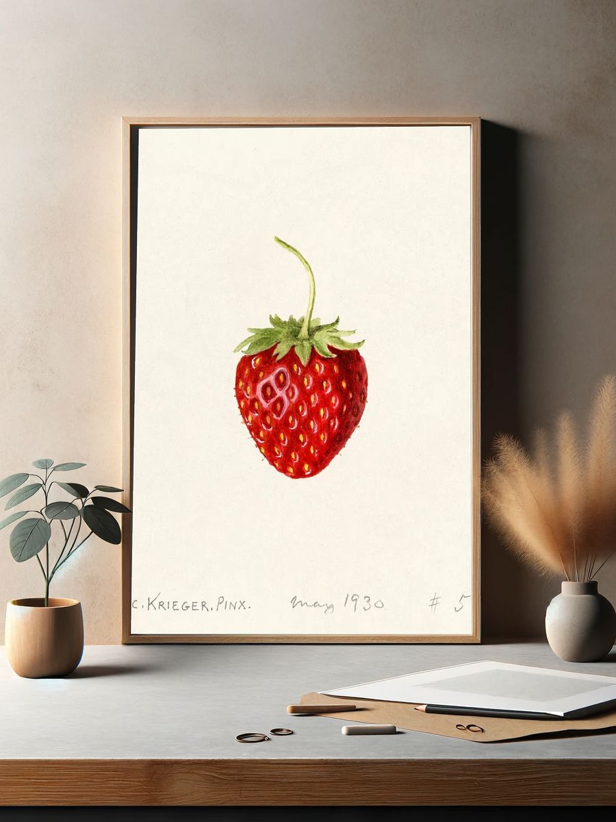 Strawberry Watercolor Print. — room view 2