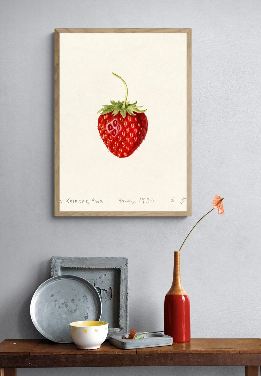 Strawberry Watercolor Print. — room view 3