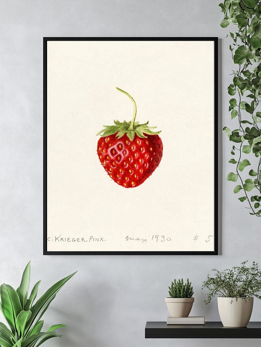 Strawberry Watercolor Print. — room view 4