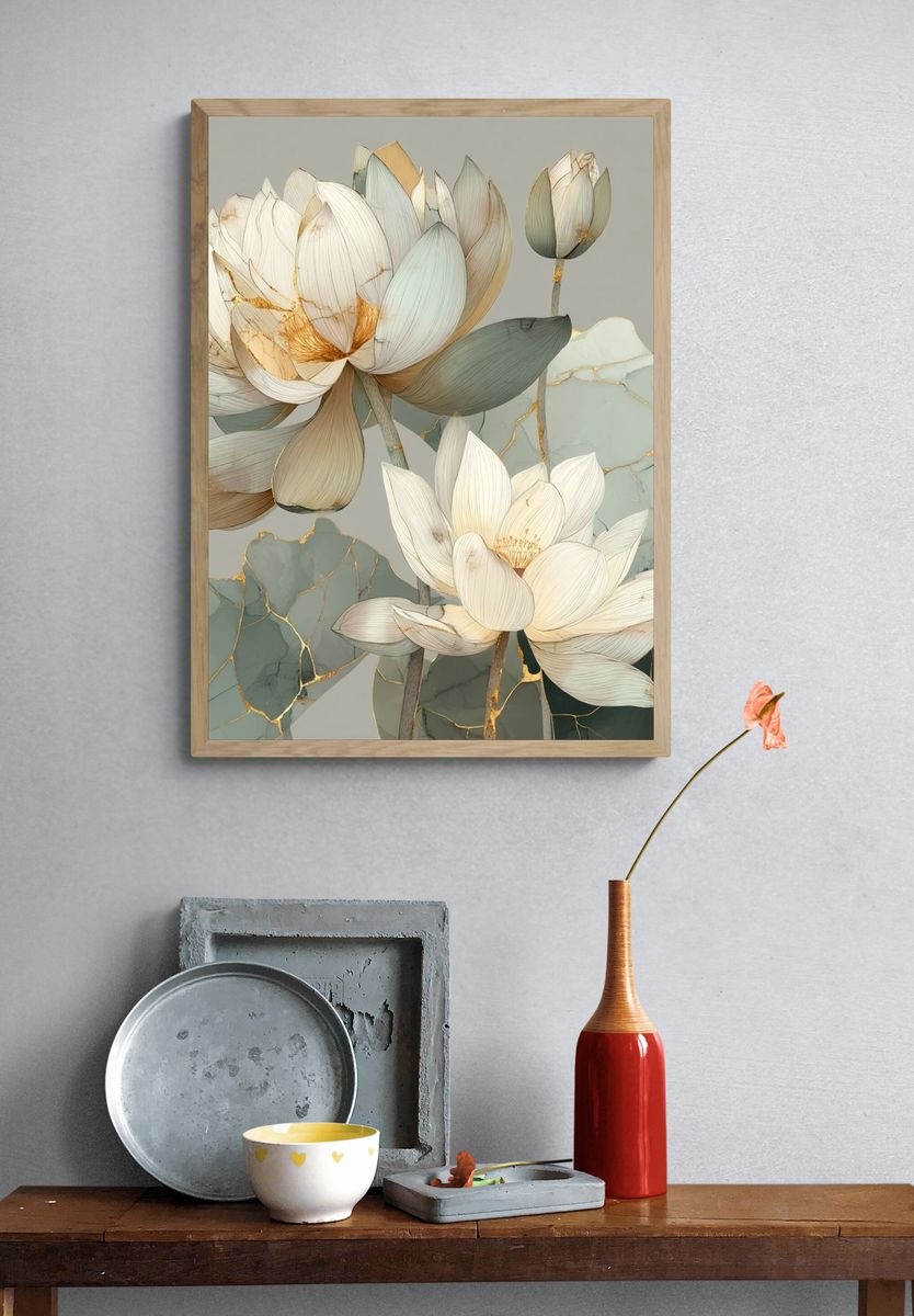 Lotus Bloom Botanical Print. — room view 3