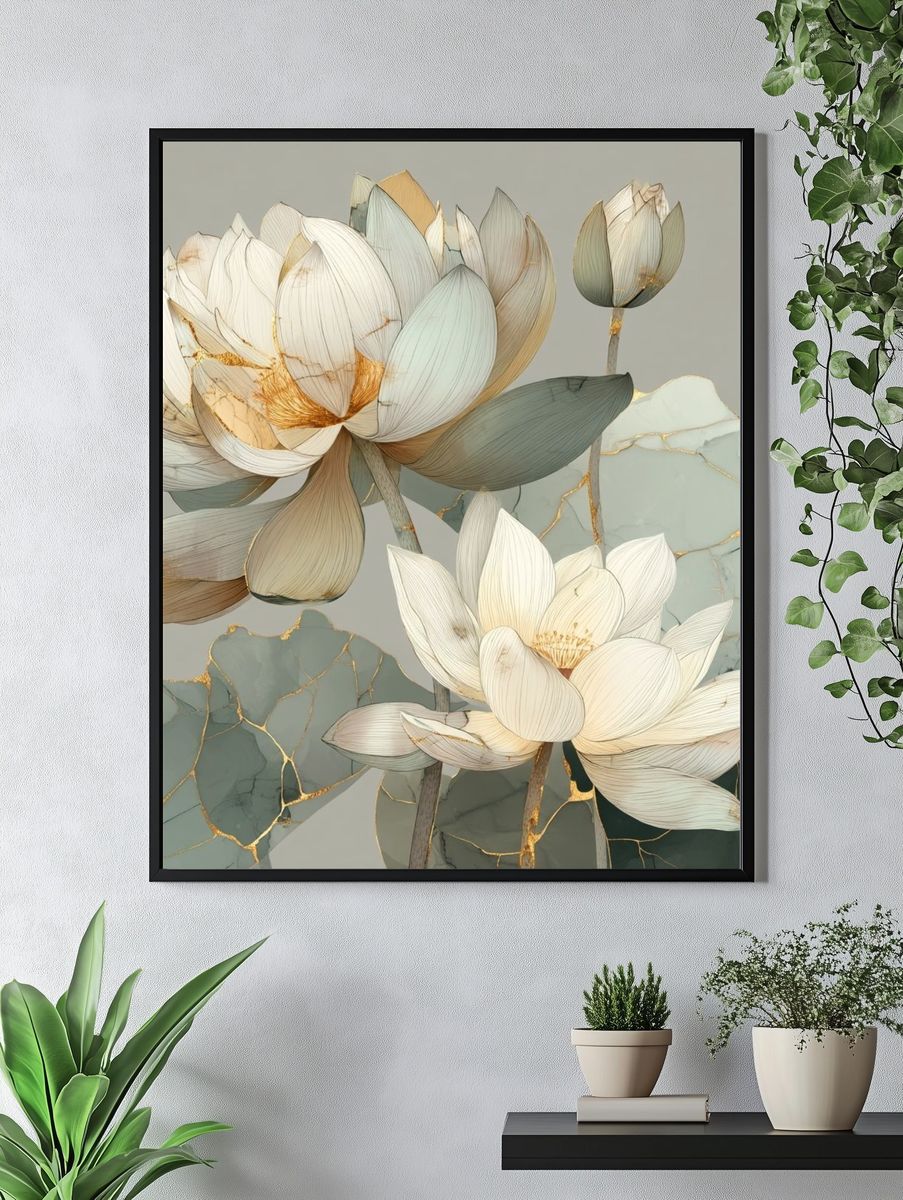 Lotus Bloom Botanical Print. — room view 4