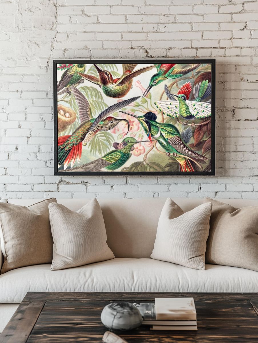 Vintage bird desktop wallpaper, background. — room view 1